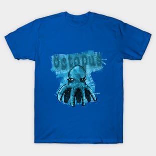 blue octopus cartoon style funny illustration T-Shirt